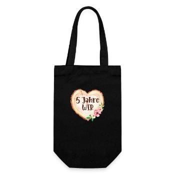 5 Jahre Verheiratet Ehe 5ter Hochzeitstag 5. Glück - Geschenkbeutel für Flaschen - Schwarz - Vorne