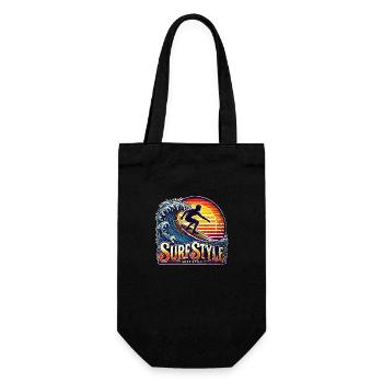 Surf-Style und Vintage-Sonne - Geschenkbeutel für Flaschen - Schwarz - Vorne