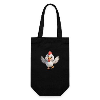 Huhn 3 - Geschenkbeutel für Flaschen - Schwarz - Vorne