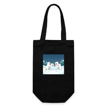 Spielende Eisbären bauen ein Iglu - Winter cartoon - Geschenkbeutel für Flaschen - Schwarz - Vorne