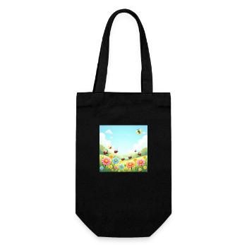 Joie printanière – Fleurs et insectes dansant - Sac à bouteille - noir - Devant