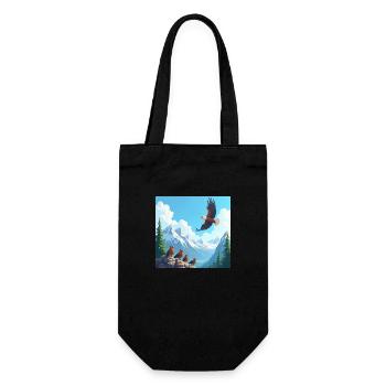 Majestic eagle over the mountains - cartoon - Gift Bag for Bottles - black - Front