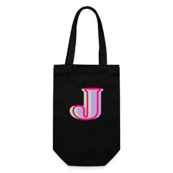 Multicolored letter j - Gift Bag for Bottles - black - Front
