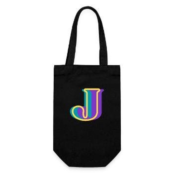 Multicolored letter j - Gift Bag for Bottles - black - Front