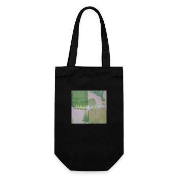 Green abstract squares painting, sharing, fun image - Gift Bag for Bottles - black - Front