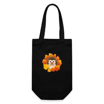 Hedgehog and leaves - Gift Bag for Bottles - black - Front