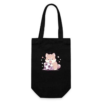 Cute Soccer Dog - Funny Dog Soccer Design - Gift Bag for Bottles - black - Front