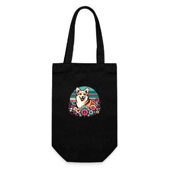 Welsh Corgi Pembroke rétro Pastel Floral - Sac à bouteille - noir - Devant