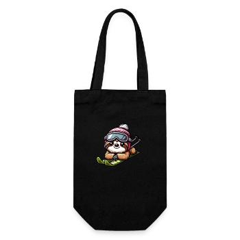 Sloth Skier Winter Vacation Sports - Gift Bag for Bottles - black - Front