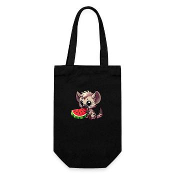 Hyäne mit Wassermelone Sommerfrucht - Geschenkbeutel für Flaschen - Schwarz - Vorne