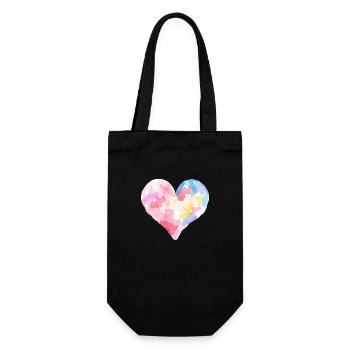 Aquarell-Herz in bunten Farben – Künstlerisches T- - Geschenkbeutel für Flaschen - Schwarz - Vorne