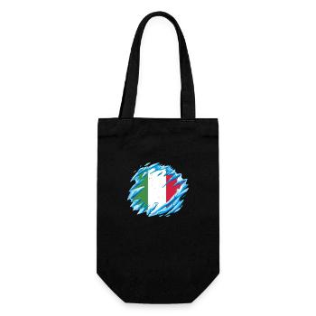 Italien Fahne Vintage Italienische Fahne Used Look - Geschenkbeutel für Flaschen - Schwarz - Vorne