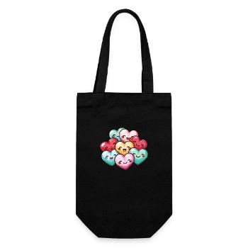 Hearts Group Cute Team Love Comic - Gift Bag for Bottles - black - Front