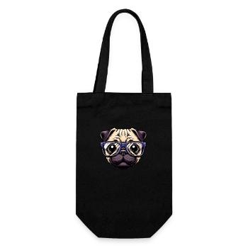 Nerdy pug with glasses - Gift Bag for Bottles - black - Front