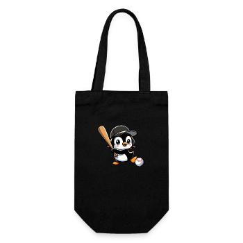 Cartoon Pinguin Baseballspieler Verein - Geschenkbeutel für Flaschen - Schwarz - Vorne