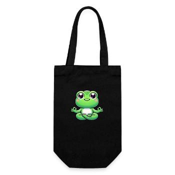 Entspannter Frosch bei Yoga und Meditation - Geschenkbeutel für Flaschen - Schwarz - Vorne