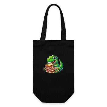 T-Rex Dino Lasagne Pasta Italienisch Dinosaurier F - Geschenkbeutel für Flaschen - Schwarz - Vorne
