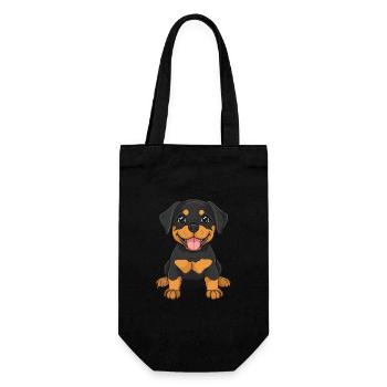 Rottweiler Hund Niedlich - Geschenkbeutel für Flaschen - Schwarz - Vorne