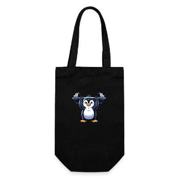Süßer Pinguin Fitness Hantel Cartoon - Geschenkbeutel für Flaschen - Schwarz - Vorne