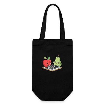 Kawaii Chess pomme poire bande dessinée - Sac à bouteille - noir - Devant
