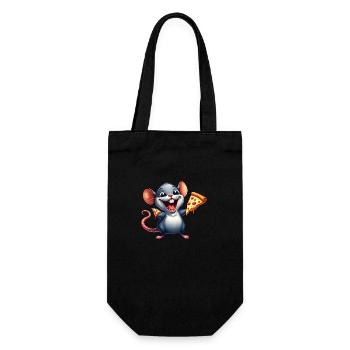 Laborratte Genießt Pizza Lustig - Geschenkbeutel für Flaschen - Schwarz - Vorne