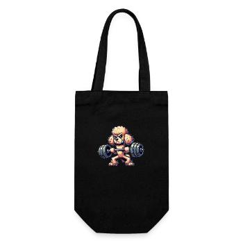 Pudel Gewichtheber lustiger Hund Sport Fitness - Geschenkbeutel für Flaschen - Schwarz - Vorne