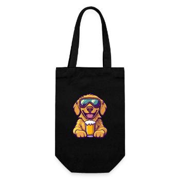 Golden Retriever Hund Apres Ski Bier Comic Lustig - Geschenkbeutel für Flaschen - Schwarz - Vorne