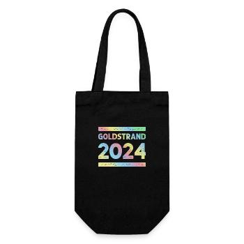 Goldstrand 2024 Bunt Urlaub Team - Geschenkbeutel für Flaschen - Schwarz - Vorne