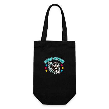 Drôle de loutre surfeuse avec des lunettes de soleil - Sac à bouteille - noir - Devant