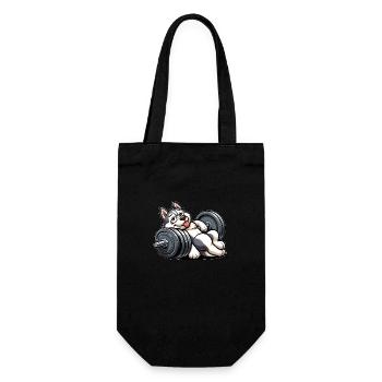 Fauler Husky Hantel Training Erschöpft Lustig - Geschenkbeutel für Flaschen - Schwarz - Vorne