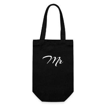 Mr and Mrs, Mister and Misses Geschenkidee Paare - Geschenkbeutel für Flaschen - Schwarz - Vorne