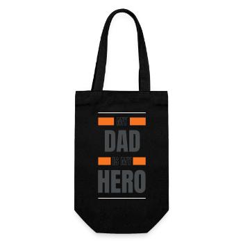 My Dad is my hero - Geschenkbeutel für Flaschen - Schwarz - Vorne