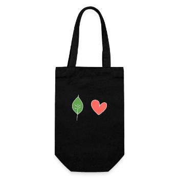 Feuille Coeur Amour Nature Symbole - Sac à bouteille - noir - Devant