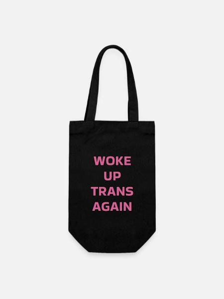 Woke up trans again - trans pride - Gift Bag for Bottles - black