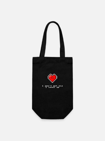 Getting old vieillir anniversaire coeur retro game - Sac à bouteille - noir