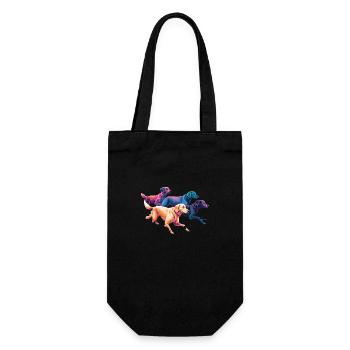 Bunte Hunde - Hunde Gruppe - Geschenkbeutel für Flaschen - Schwarz - Vorne