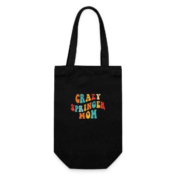 Crazy Springer Mom - Geschenk für Frauchen - Geschenkbeutel für Flaschen - Schwarz - Vorne