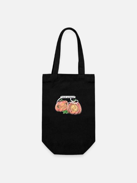 Two cute pumpkins saying Trick! or treat? - Gift Bag for Bottles - black