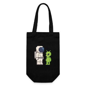 Pixel Astronaut meets Alien - Gift Bag for Bottles - black - Front