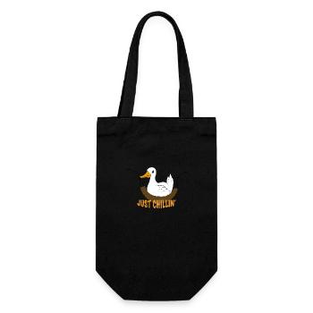 Lustige Ente Spruch Just chilling - Geschenkbeutel für Flaschen - Schwarz - Vorne