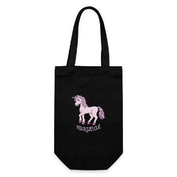 Souriante licorne mignonne - Sac à bouteille - noir - Devant