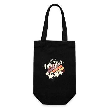 Hallo Winter! Hallo Winter, es ist gerillt. - Geschenkbeutel für Flaschen - Schwarz - Vorne
