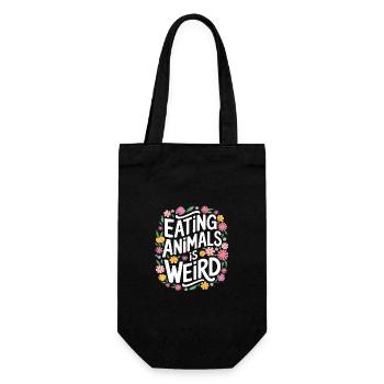 Vegetarisch Vegan Veggie Vegetarier - Geschenkbeutel für Flaschen - Schwarz - Vorne