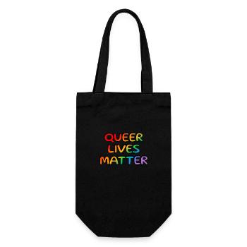 Queer lives matter LGBT Pride gay rainbow - Gift Bag for Bottles - black - Front