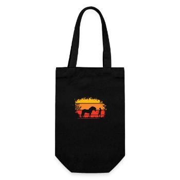 Woman with horse - Gift Bag for Bottles - black - Front