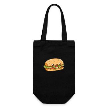 Kawaii burger with a happy face - Gift Bag for Bottles - black - Front