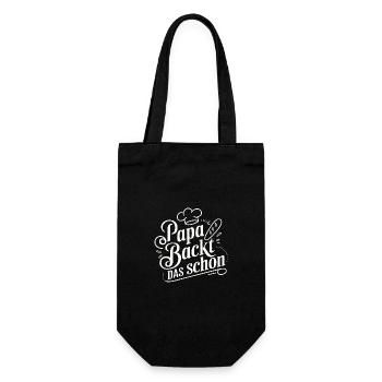 Papa backt das schon - unser backender Papa - Geschenkbeutel für Flaschen - Schwarz - Vorne