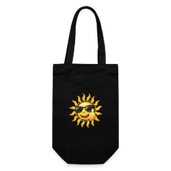 Soleil rieur avec des lunettes de soleil montrant le pouce vers le haut - Sac à bouteille - noir - Devant