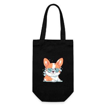 Corgi avec des lunettes de soleil - Sac à bouteille - noir - Devant