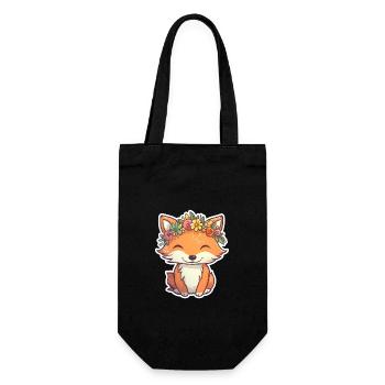 Petit renard avec couronne de fleurs - Sac à bouteille - noir - Devant